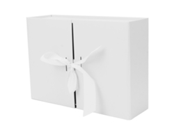 Caja de regalo plegable blanca con lazo reutilizable 26x19x8cm