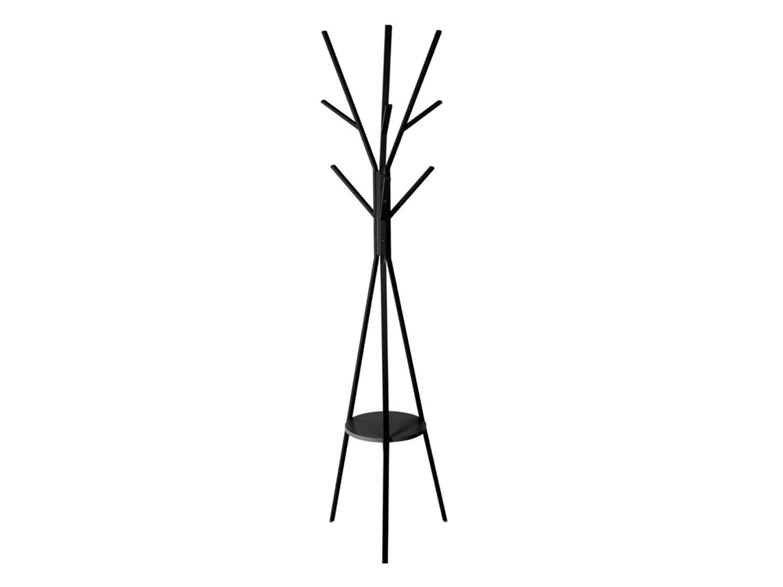 WellHome - Perchero de Madera y Metal MDF Negro de H.180cm