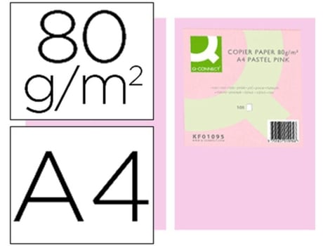Papel Color Q Connect Din A4 80 Gr Rosa Pack De 500 Hojas