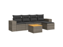 Maison Exclusive - Set De Muebles De Jardín 6 Pzas Y Cojines Ratán Sintético Gris