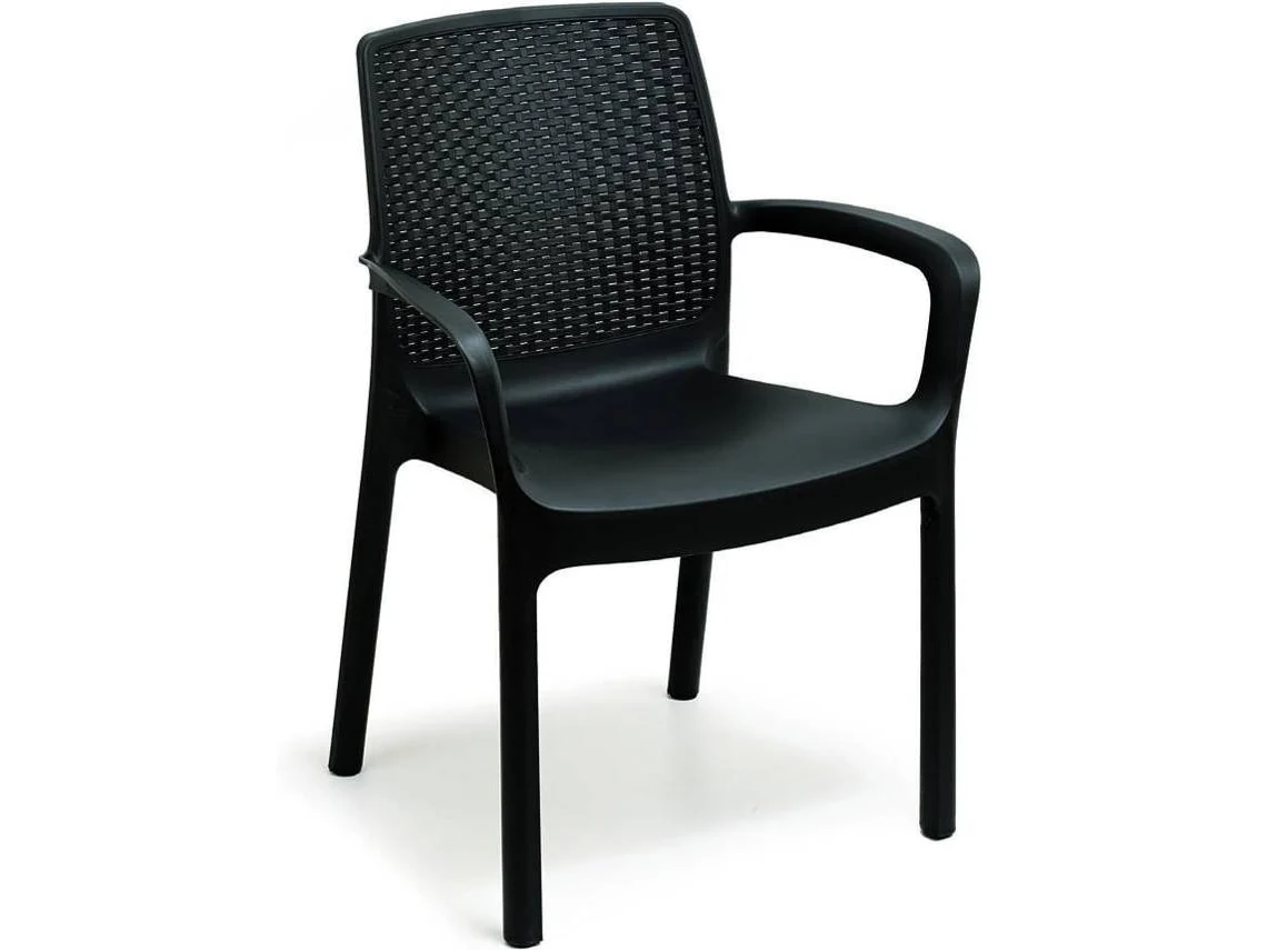 Silla Apilable IPAE-PROGARDEN Regina Con Reposabrazos (Antracita - 60x54x82cm)