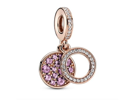 PANDORA Joyería Rosa Doble Disco Charm Colgante