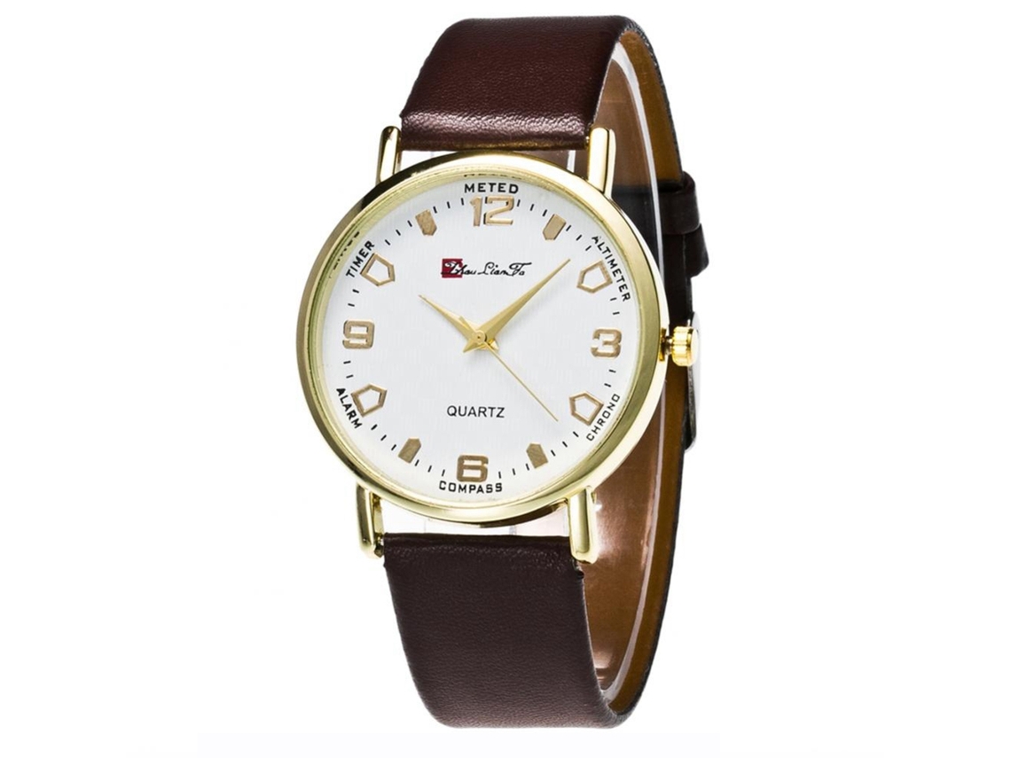 Reloj De Pulsera Para Parejas De Cuarzo Con Correa De Pu Casual Clásico Trendy Zhoulianfa Café