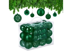 Relaxdays Set 50 Bolas Navidad, Decoración Navideña Mate, Brillante, Reluciente, Adorno Árbol, 3 Tamaños, Verde Oscuro