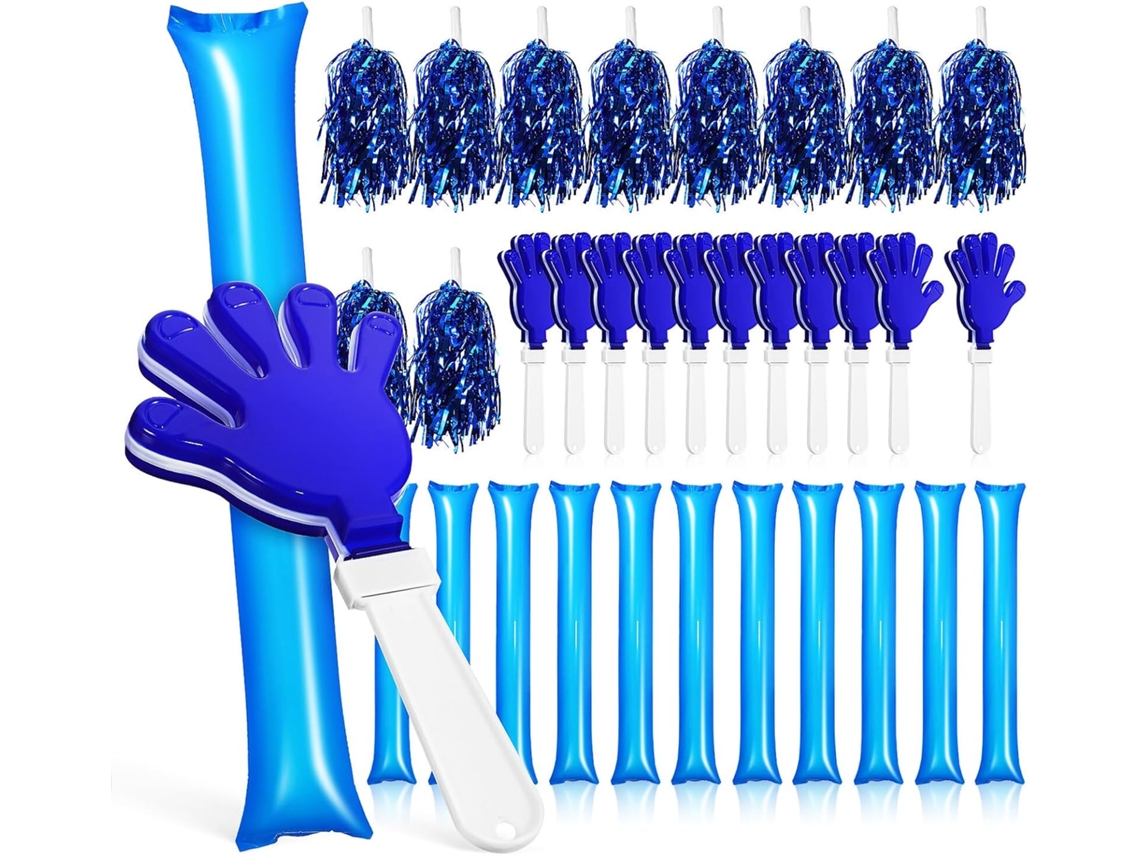 Conjunto De Porristas: Bastones Inflables Azules, Paletas De Plástico Para Aplaudir, Kit De 36 Piezas.