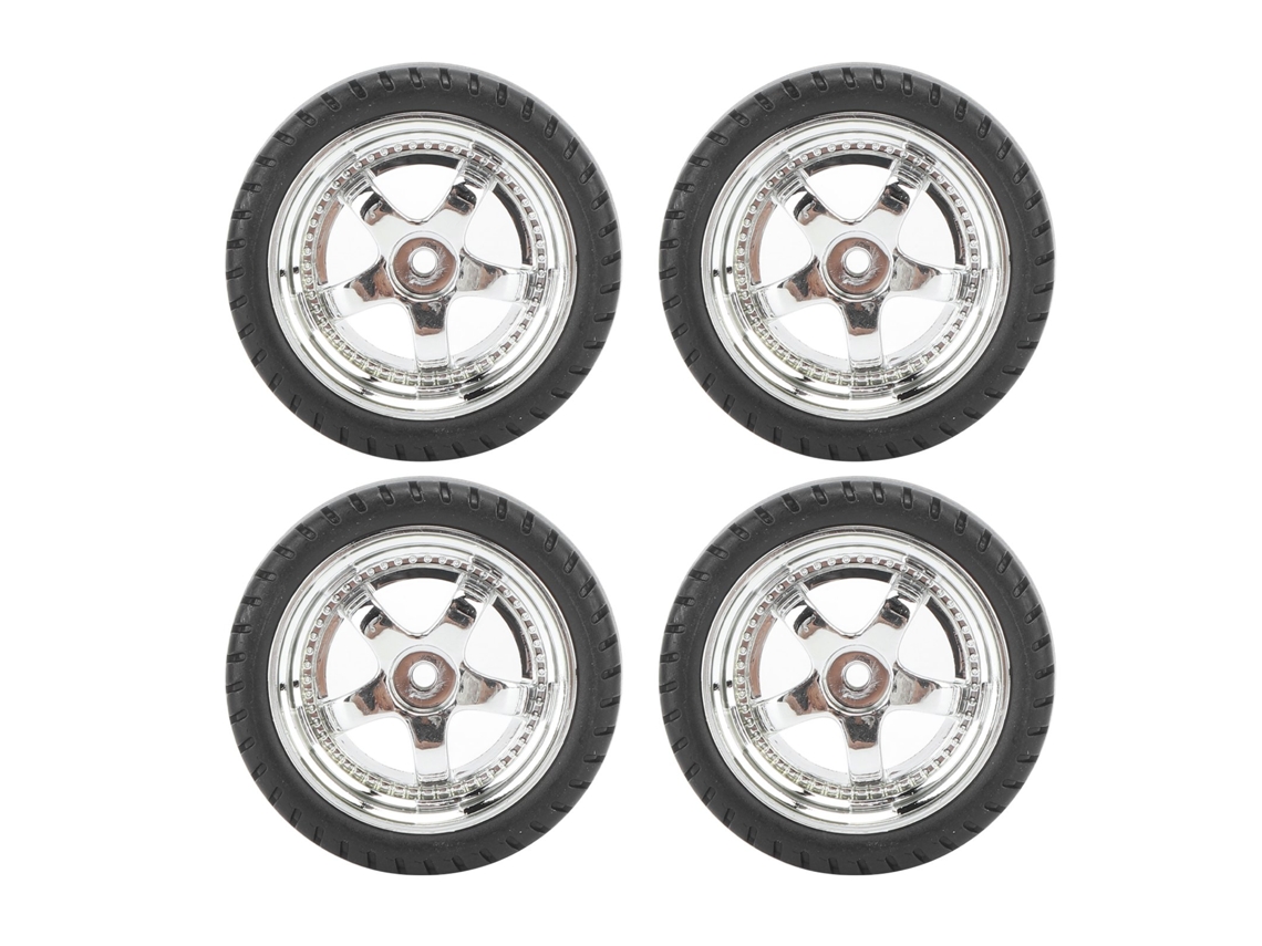 Juego De Neumáticos Para Coche Rc Con Llanta De Plástico Y Goma De 3,3 Cm Para Ae86 Plateado