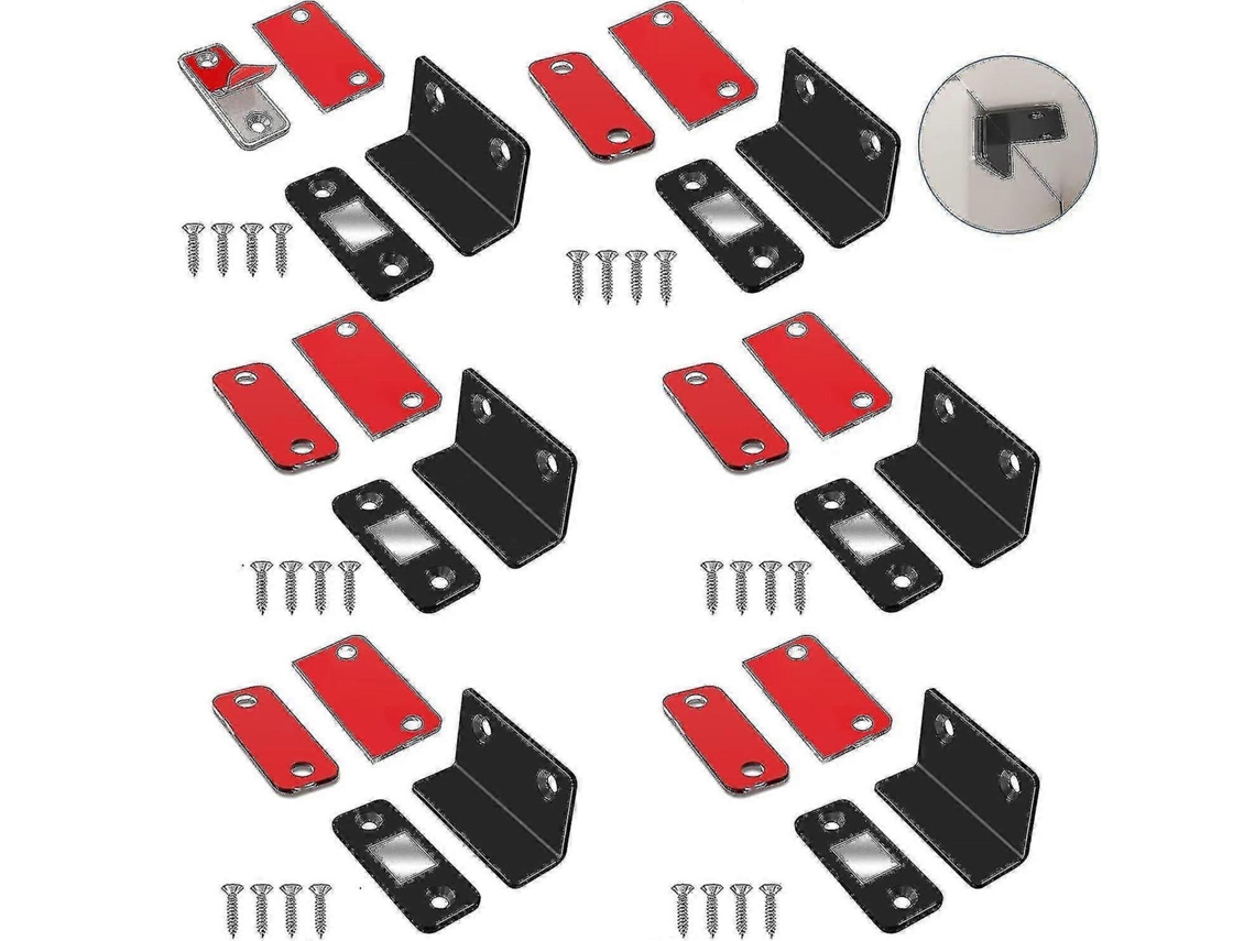 6 Cierres Magnéticos Slim Adhesivos Para Armarios, Puertas Y Cajones, Seguridad Para Niños Y Mascotas, Negro