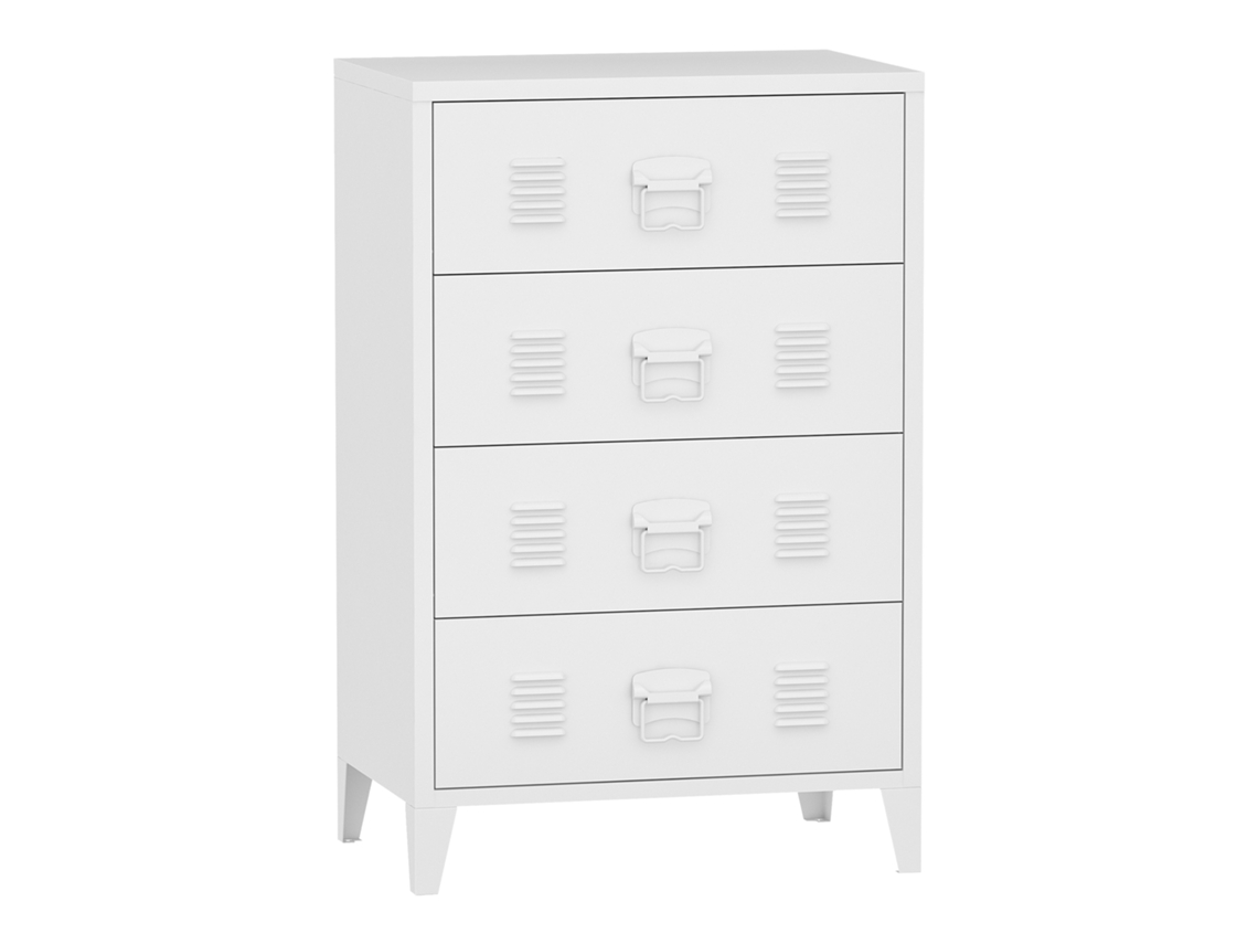 Cajonera Hämeenlinna de 4 cajones uso versátil acero 92 x 80 x 40 cm - Blanco [EN.CASA]