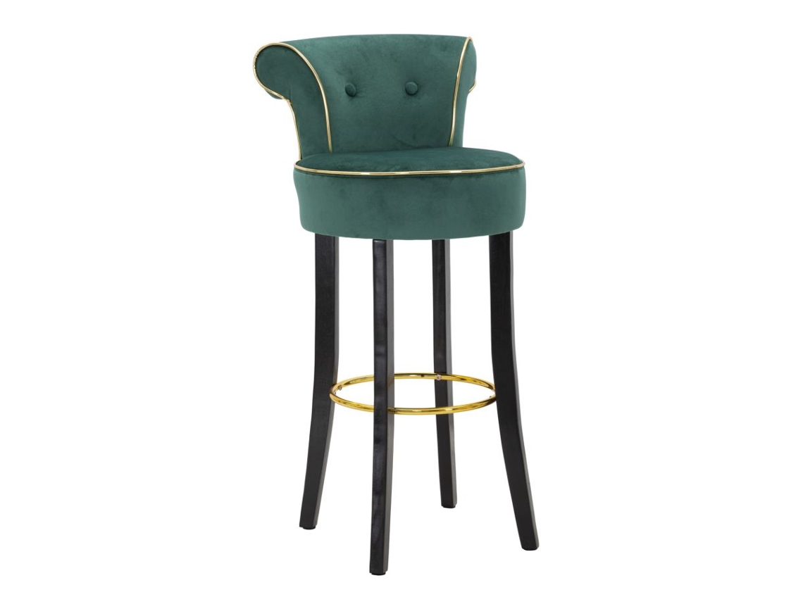Taburete De Bar Luxy Color Crema - Taburete De Terciopelo Sintético Con Respaldo Y Estructura De Metal Y Madera, 46x48x96 Cm - Estilo Glamuroso - Parent 940