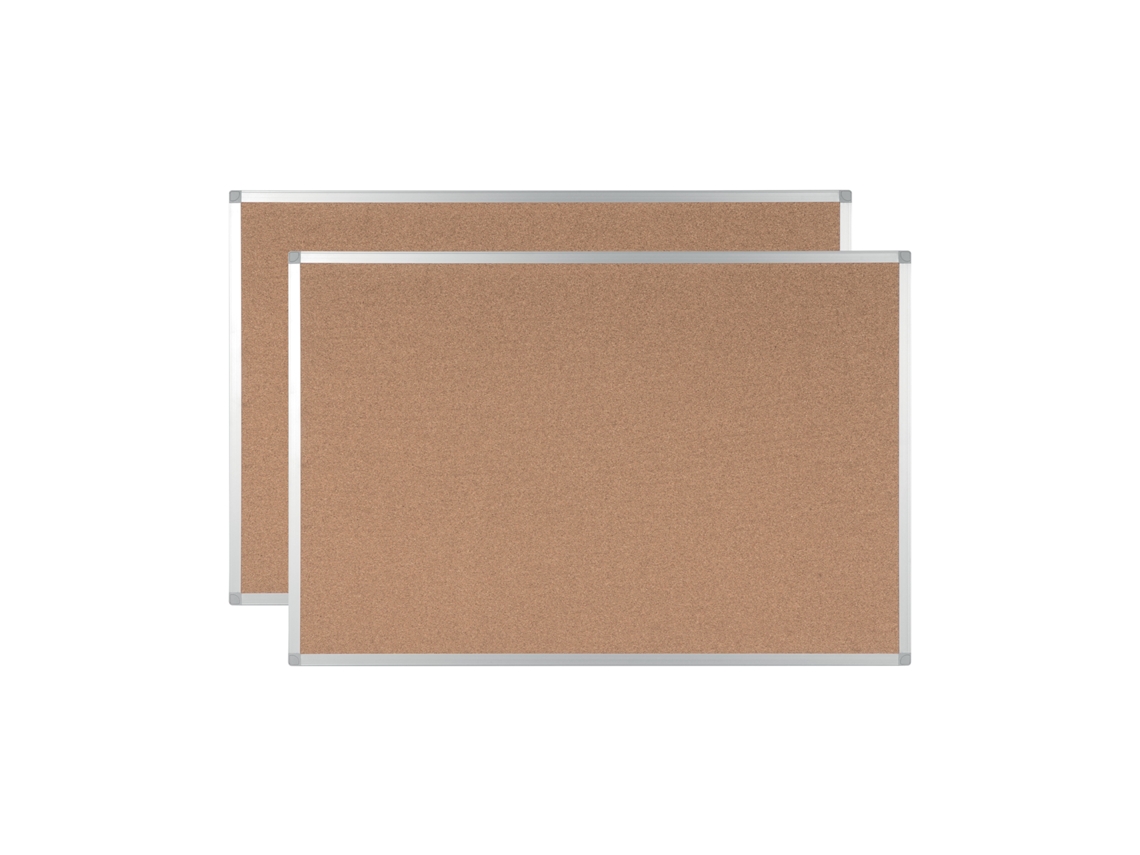 Tablero de anuncios com superfície de corcho, Con Marco de Aluminio, 106,5 x 75 cm, Pack de 2 BI-OFFICE