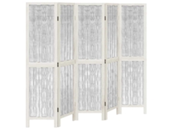 Biombo separador de ambientes, 5 paneles en madera de paulownia y ramas de sauce blanco Dec030952