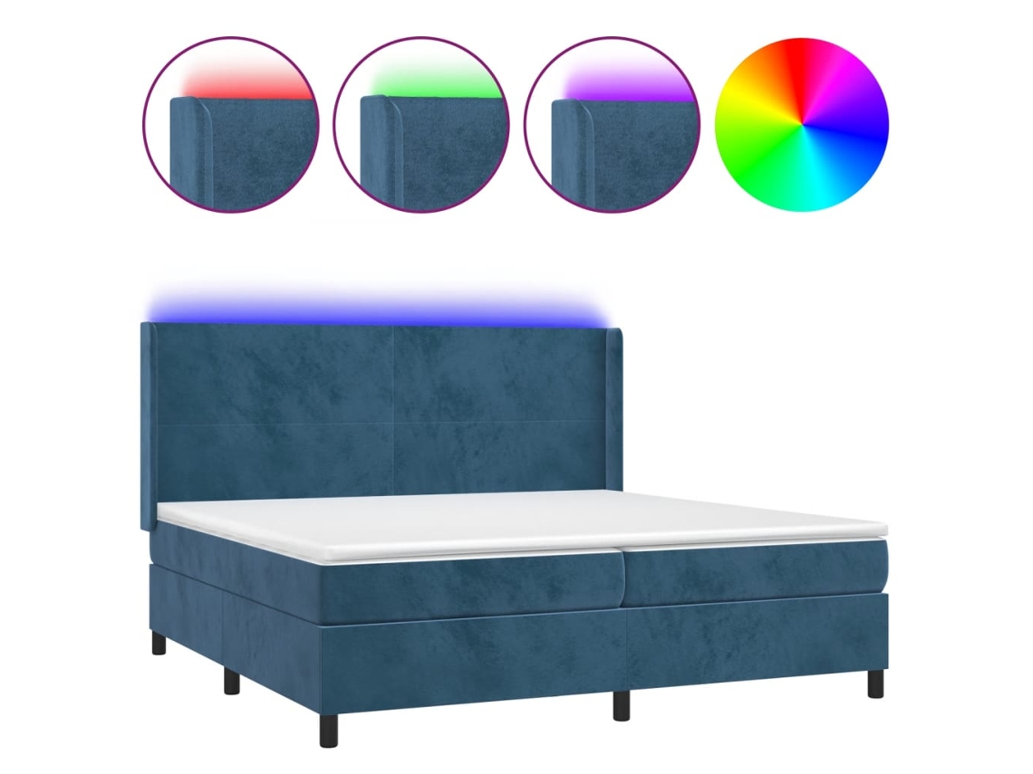 Cama Con Somier VIDAXL Azul Terciopelo (200x200 cm)