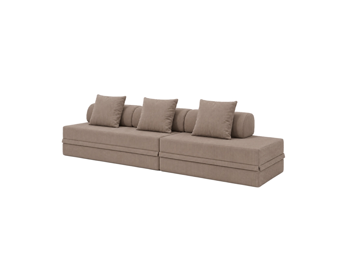 Sofá Modular 3+2 Lugares Convertible Veludo Regular Taupe