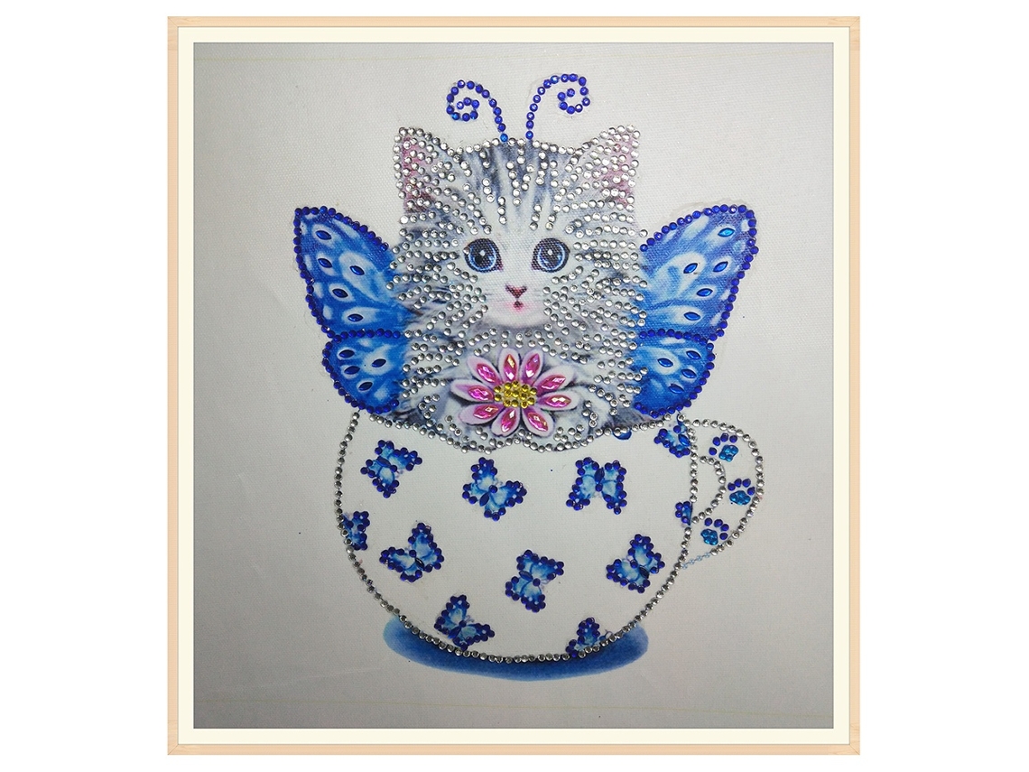 Kit De Pintura De Diamantes Diy Con Gato, Cristales Y Diamantes De Imitación Para La Decoración Del Hogar.