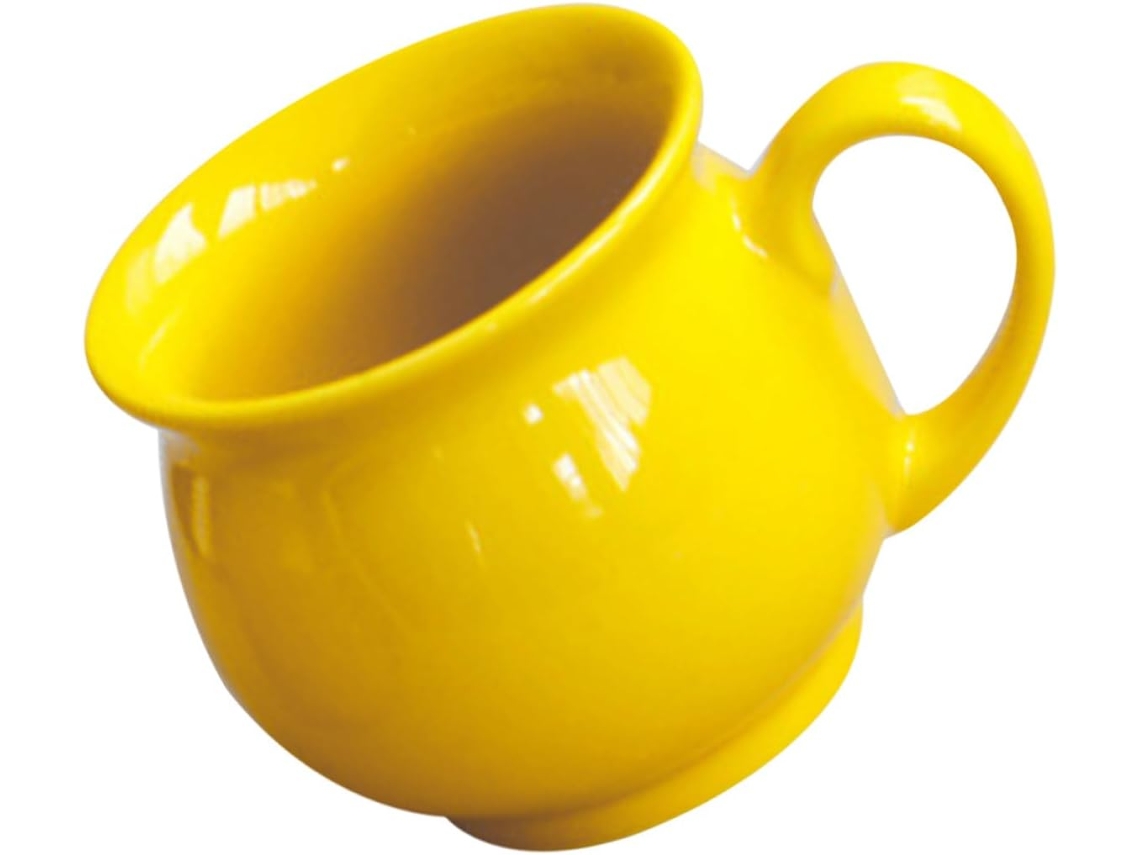 Taza De Café De Cerámica Amarilla De 250 Ml Con Asa, Decorativa Y Resistente.