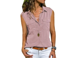 2026-chaleco Camisa Sin Mangas Mujer Con Botones Y Bolsillos Color Sólido Para Verano
