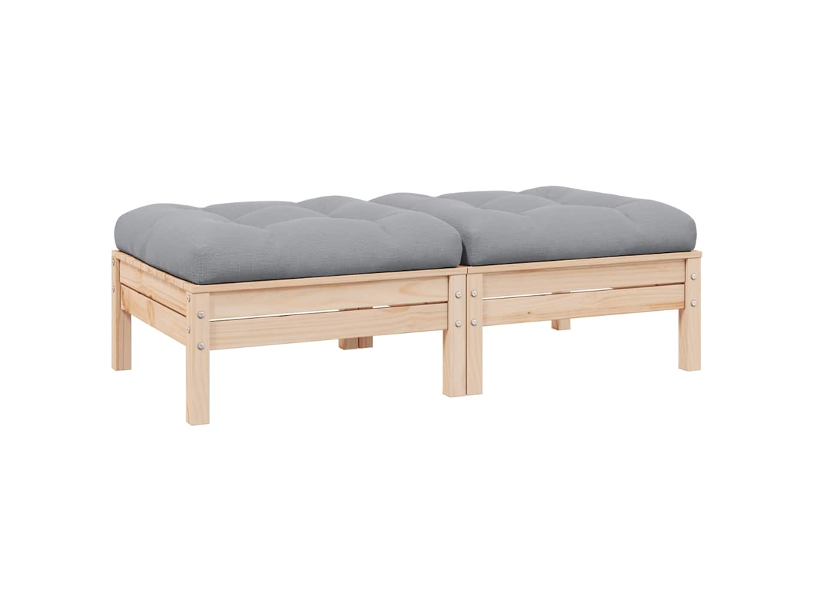 Maison Exclusive - Sofá de jardín de 2 plazas con cojines grises, madera de pino maciza.