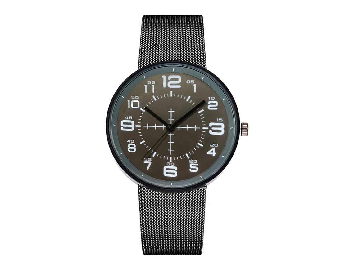 Reloj De Pulsera Unisex Vansvar De Aleación Con Correa De Malla Negra.