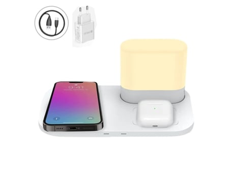 Cargador Sem Luz Noturna Atmosférica Multifuncional Carregamento para iPhone 13/14/11/12 YIZHOOD Blanco