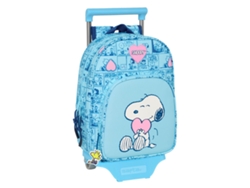 Mochila escolar con ruedas Snoopy Love (poliéster 300d azul)
