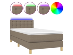 Maison Exclusive - Cama Box Spring Con Colchón Led Tela Gris Taupe 90x200 Cm