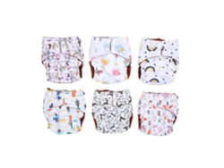 6pcs Fraldas De Pano Laváveis Reutilizáveis Para Bebê Com Ajuste De Tamanho E Boa Absorção