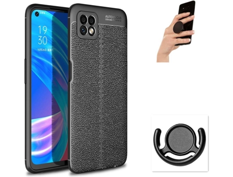 Funda, Soporte y Popsocket Oppo A73 5G PHONESHIELD Rugged Leather Negro