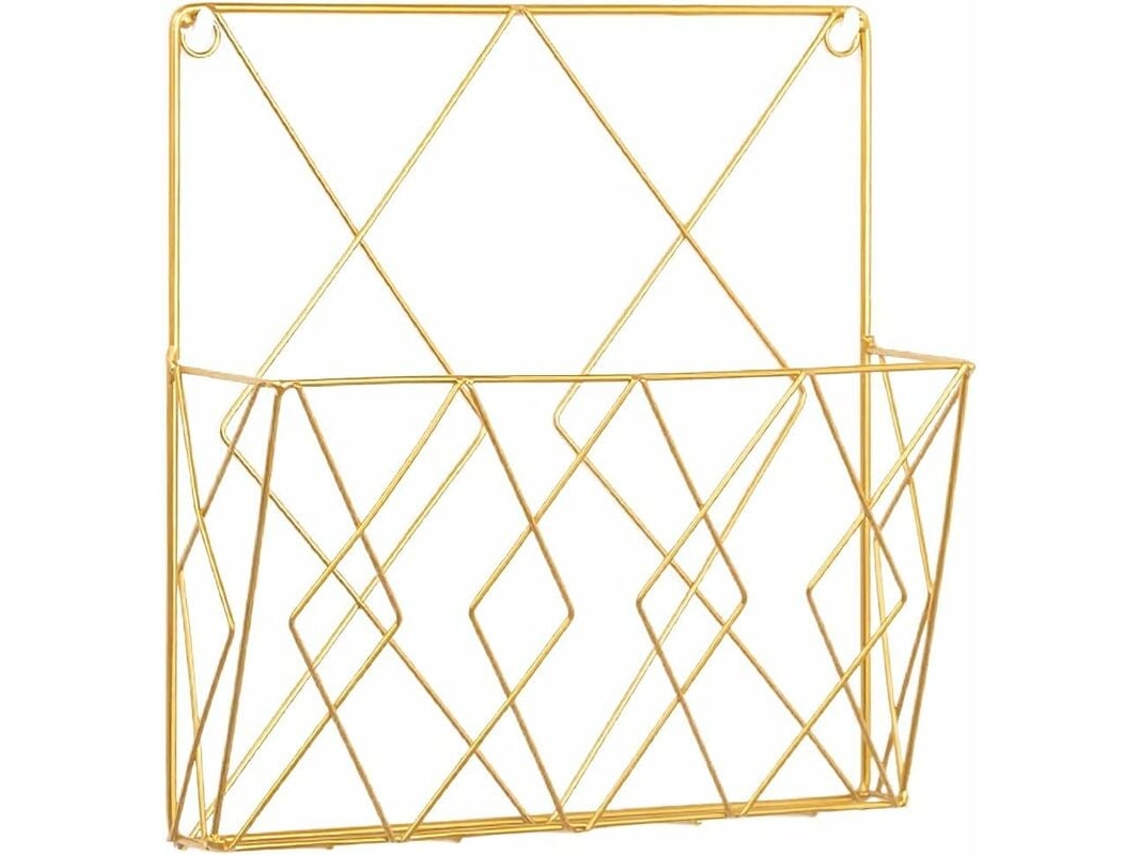 Revistero de pared de metal, organizador de revistas, dorado, apto para tamaños estándar