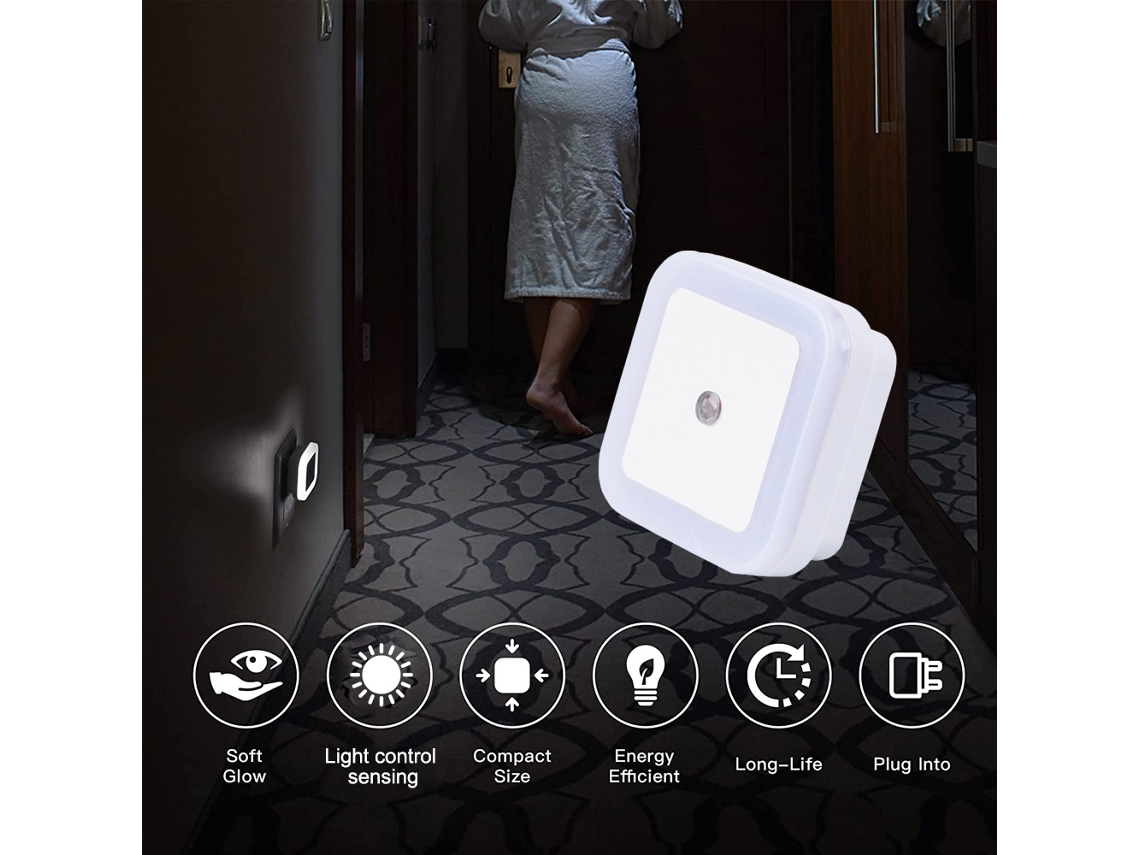 Luz nocturna LED cuadrada pequeña, control de inducción, luz nocturna RNEMITERY