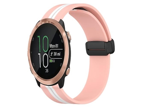 Correa para Garmin Forerunner 645 Music 20 mm Cierre magnético plegable Correa de reloj de silicona Rosa-Blanco VENISYMLIS