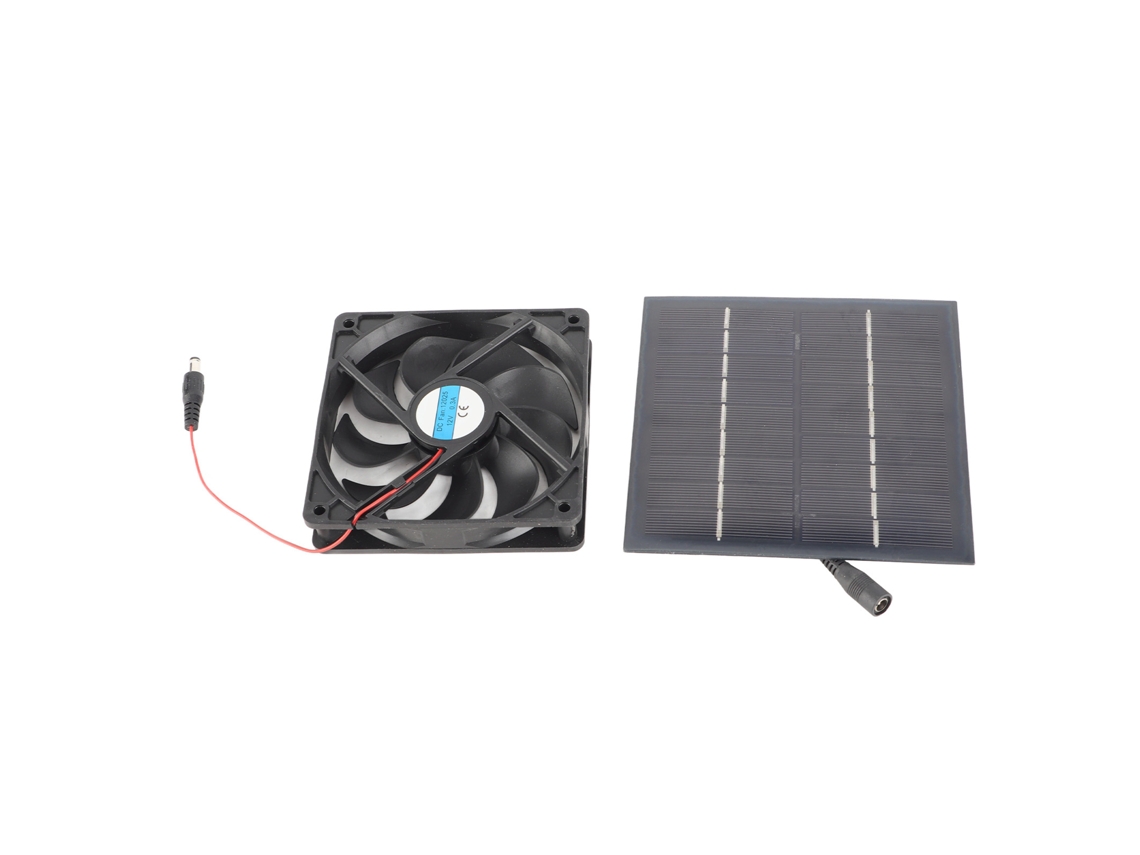 Panel solar de 5 W con ventilador de refrigeración para invernaderos y refugios.