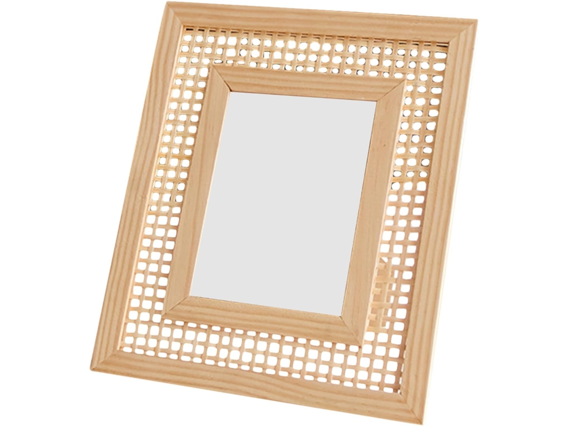 Marco de fotos rectangular decorativo de madera maciza tejida a mano, 12,7 cm (5")