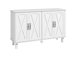 Aparador baixo com 4 portas, prateleiras ajustáveis, 120 cm, branco ZENCORE SERVICES