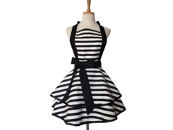 2026-33021-delantal De Algodón Artesanal Retro Para Mujer Niña Cocina Pastelería (negro)