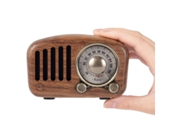 2026-radio Portátil De Madera Fm Con Altavoz Bluetooth Retro (madera De Nogal)