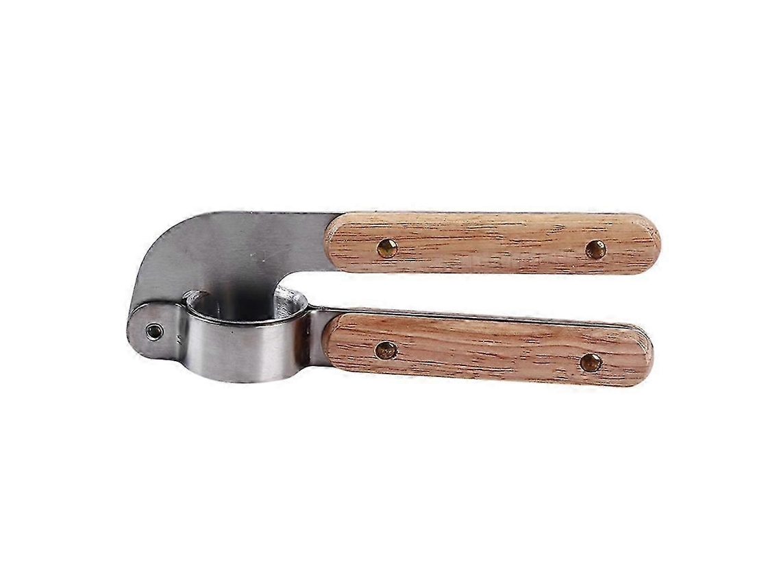 Prensa de ajos de acero inoxidable, trituradora de ajos, herramienta profesional para triturar ajos con mango de madera. Rosewell