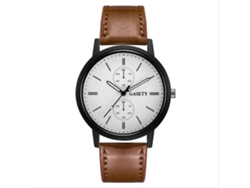 Reloj De Pulsera De Cuarzo Para Hombre Con Correa De Piel Sintética Gris, Esfera Azul Y Escala De Manecillas.