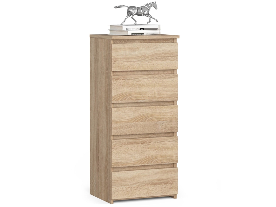 Cómoda Akord Cl5 Roble Sonoma 40 Cm 5 Cajones Frente En Color Roble Sonoma 40x35x92 Cm
