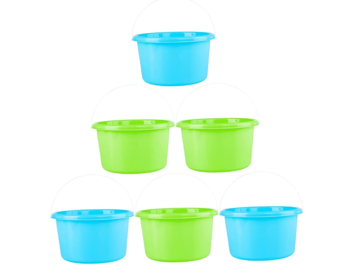 Juego de 6 cubos en miniatura, juguetes de playa coloridos para niños y niñas.