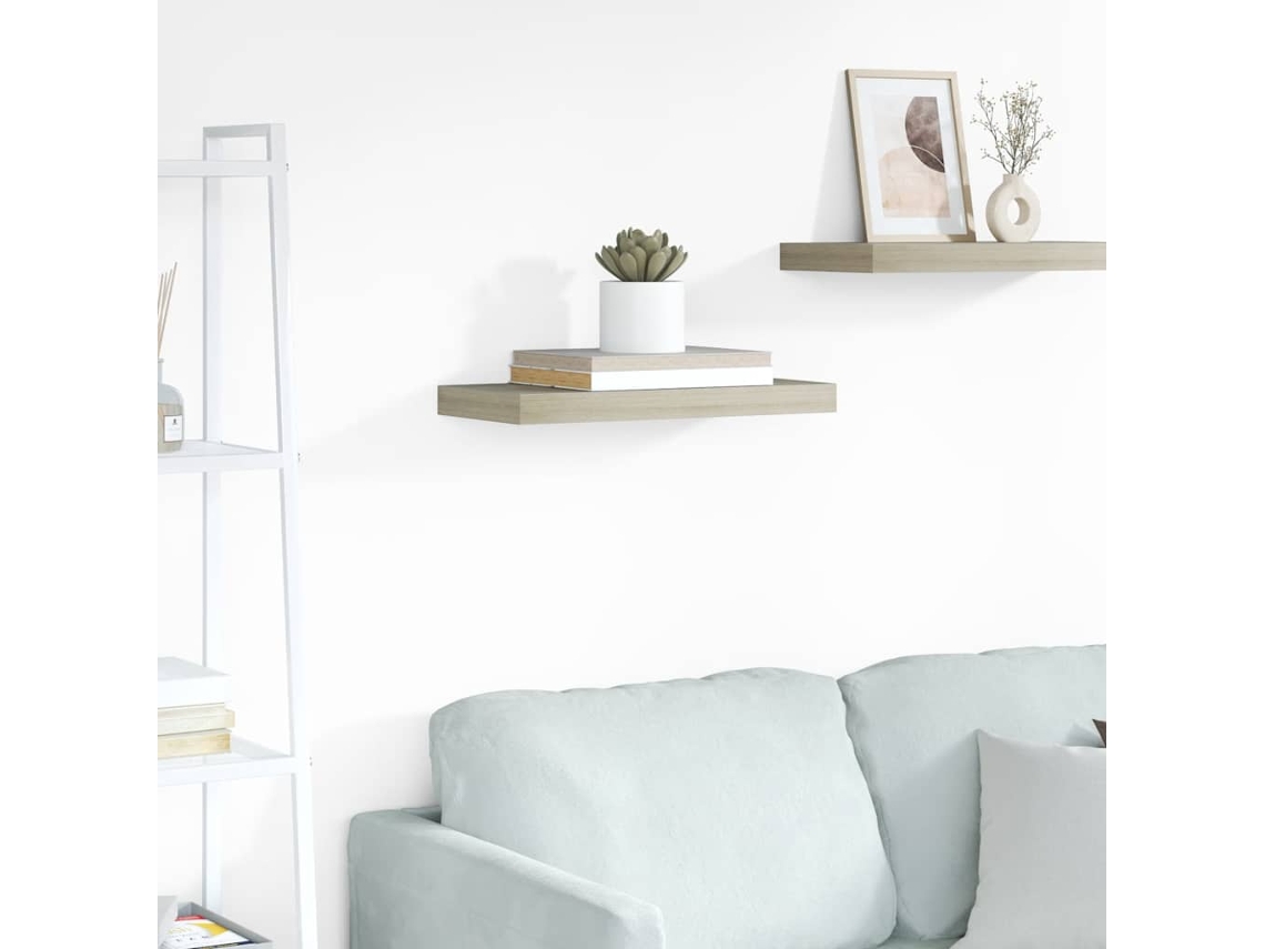 Estante Flotante De Pared | Estante Flotante | Estantería Pared Mdf Color Roble 50x23x3,8 Cm