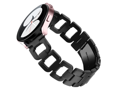 Correa de acero inoxidable forma de D con hebilla para Samsung Galaxy Watch4 Active 40mm/44mm/Watch4 Classic 42mm/46mm - negro