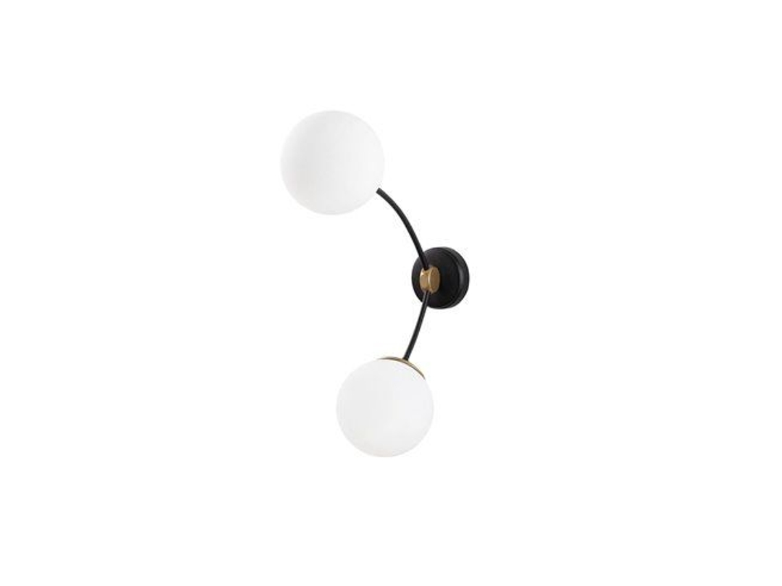 Aplique De Pared Con Tulipas De Cristal Model 5 De 2 Luces (2xe27) Ip20 Fabricada En Metal Y Cristal Mate Color Negro