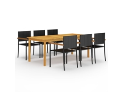 Juego de comedor de jardín negro de 7 piezas DKD Home Decor