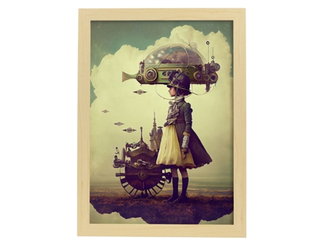 NACNIC Poster Exploradora En Estilo Surrealismo Cinematográfico Ilustraciones Y Grabados De Historieta Abstracta Y Artística A4 Marcos Madera