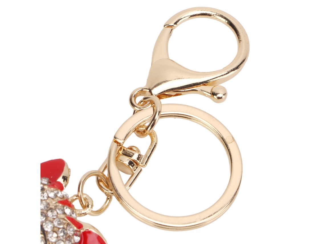 Llavero De Gato Adorable En Aleación De Zinc Con Cristales Rojos Brillantes - Regalo Decorativo