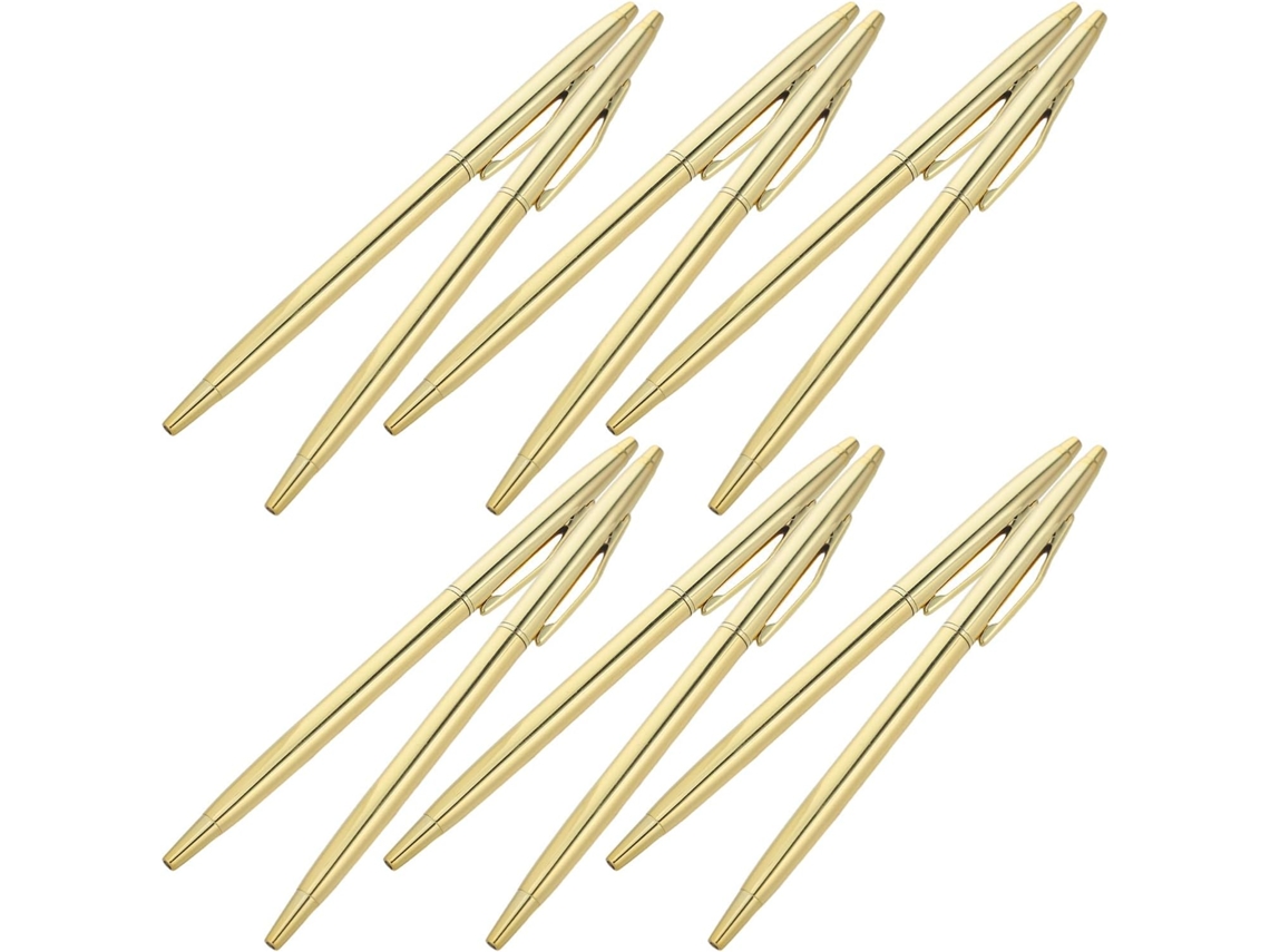 Juego de 12 bolígrafos recargables de metal dorado con tinta negra de secado rápido de 1,0 mm. SFUSHOS