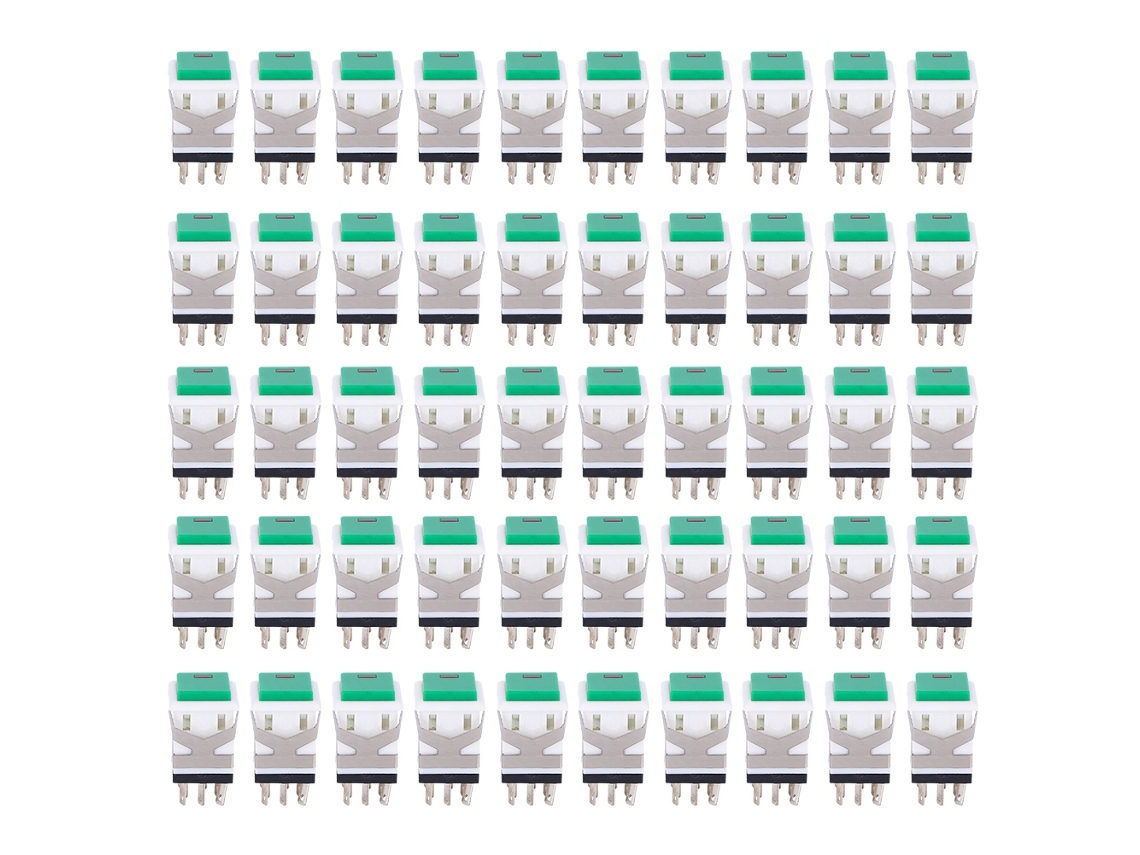 50 pulsadores momentáneos con reinicio automático, plástico verde, mini 5 V