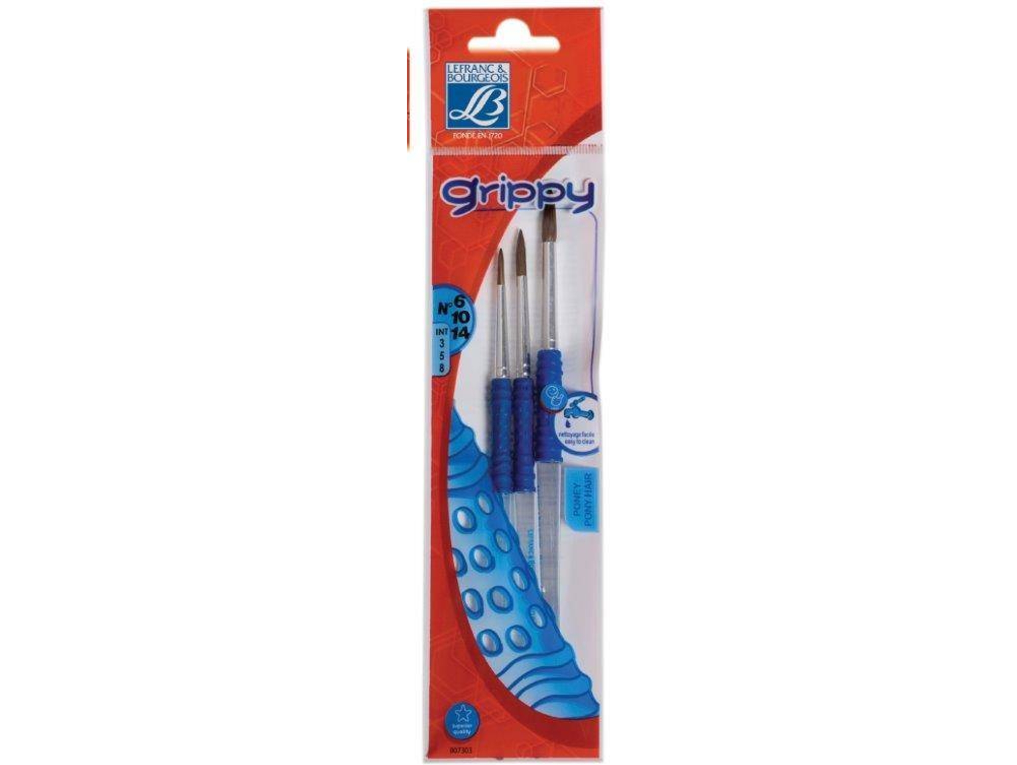 Conjunto de 3 Pinceles LEFRANC&BOURGEOIS ED Grippy Poney 6/10/14 (Azul)