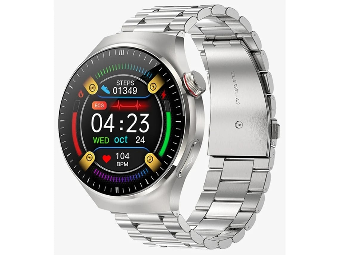 Reloj inteligente con control de salud de un solo toque, ECG, presión arterial, medición de grasa corporal y función SOS (plata) Yizhood
