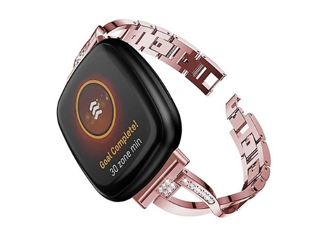 Correa para Fitbit Versa 3 / Sense Universal Diamond Metal Watch Band Rosa Rosa VENISYMLIS